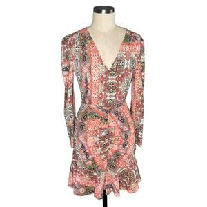 NEVER FULLY DRESSED Hope Mini Dress Colorful Boho Short V-Neck UK Size 8 US S